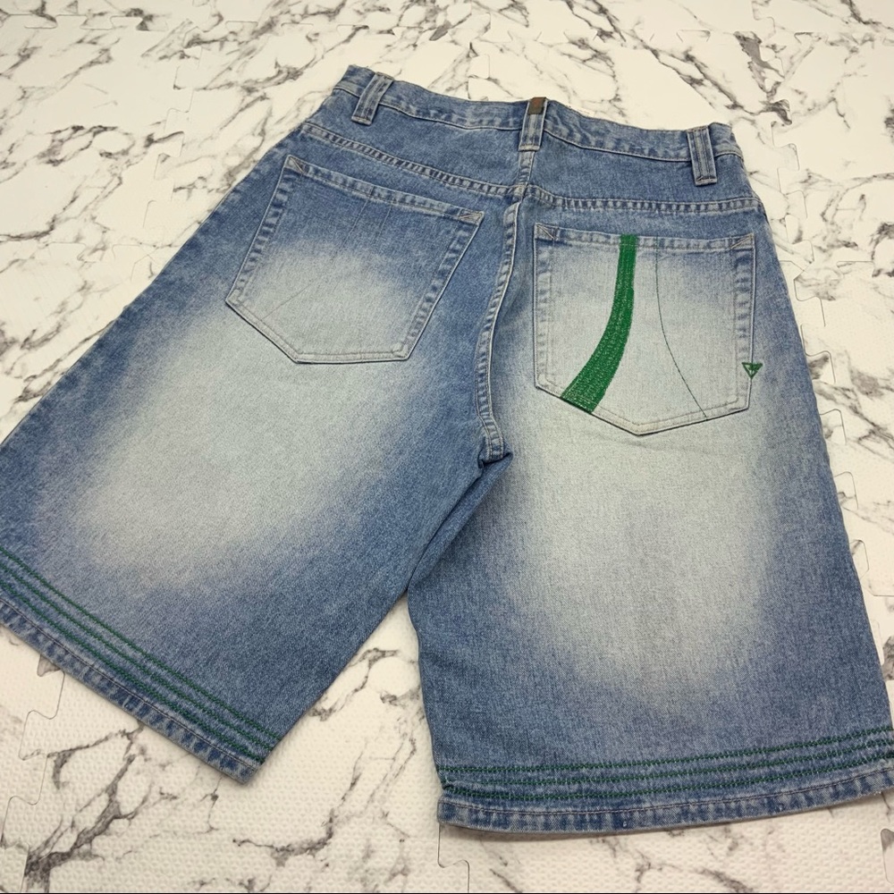 Men's Vokal by Nelly Sandblast Green Denim Shorts